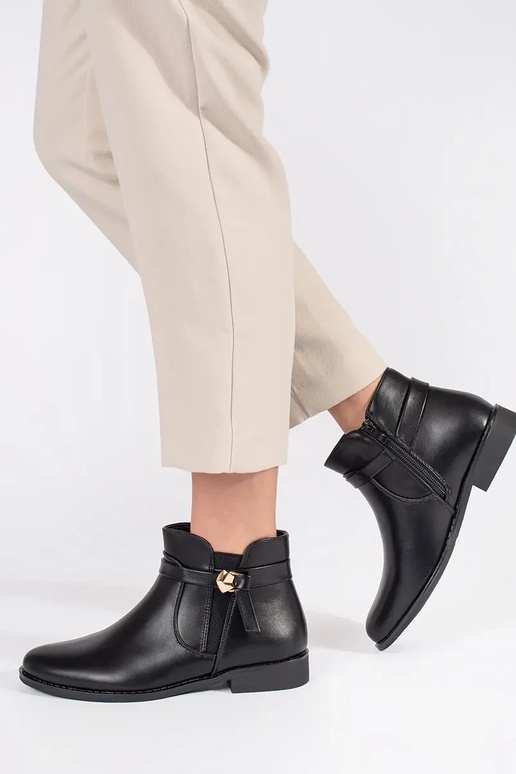 čierna dámske čižmy s popruhmi na... čierna dámske čižmy s popruhmi na...