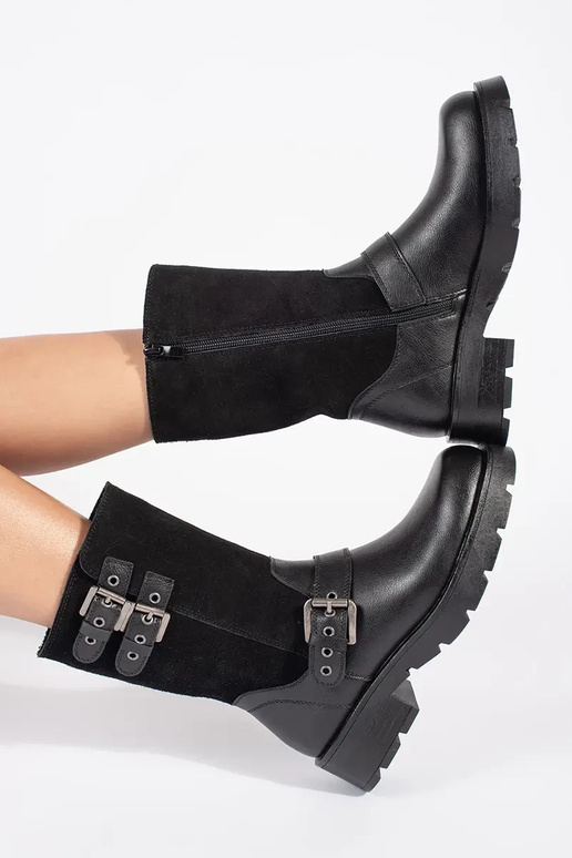 Čierne kožené dámske topánky s...