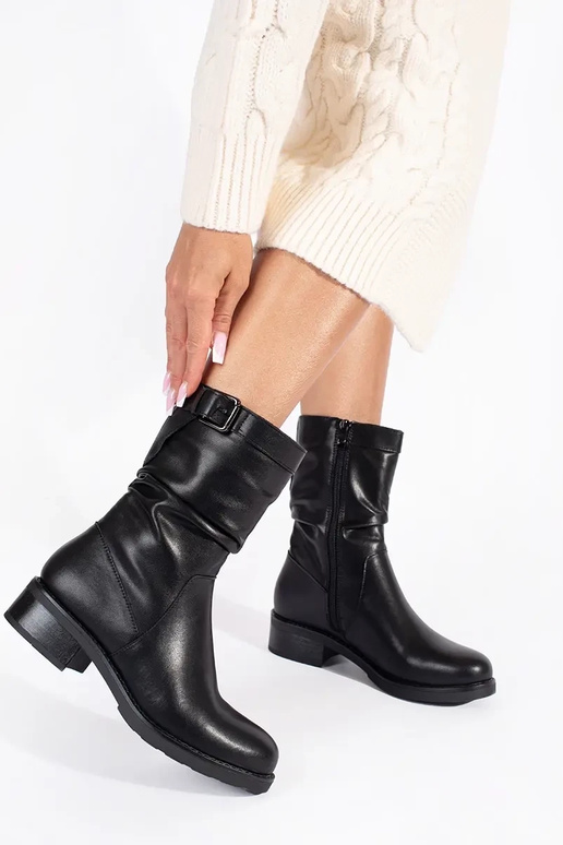 čierne kožené zateplené dámske topánky