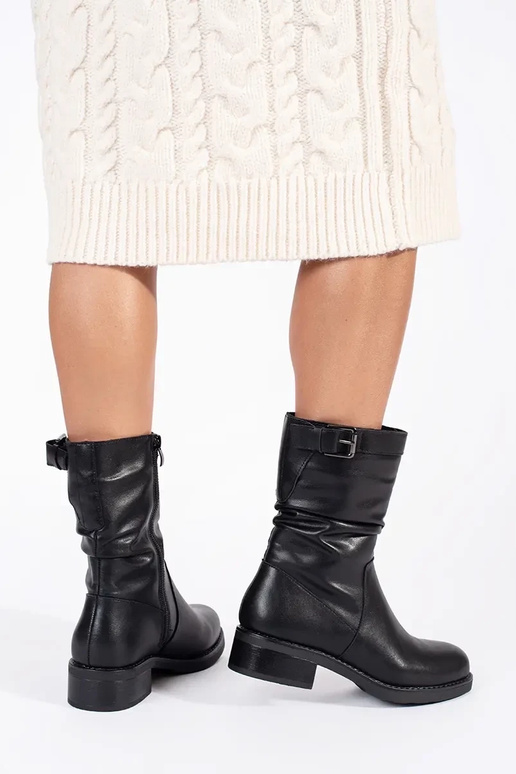 čierne kožené zateplené dámske topánky