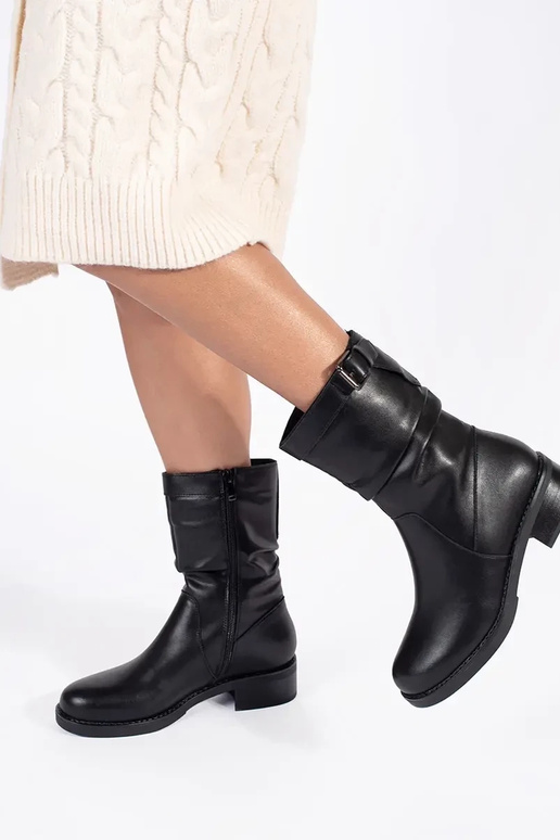 čierne kožené zateplené dámske topánky