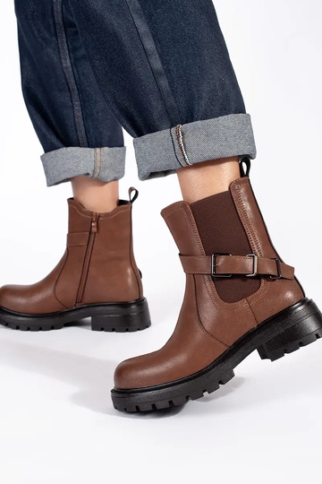 hnedé kožené Dámske topánky... 2