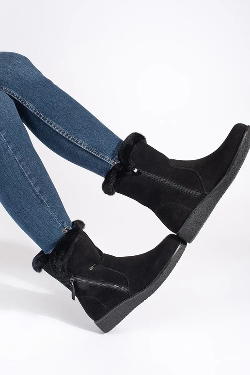 zahriať sa kožené čierna dámske čižmy...