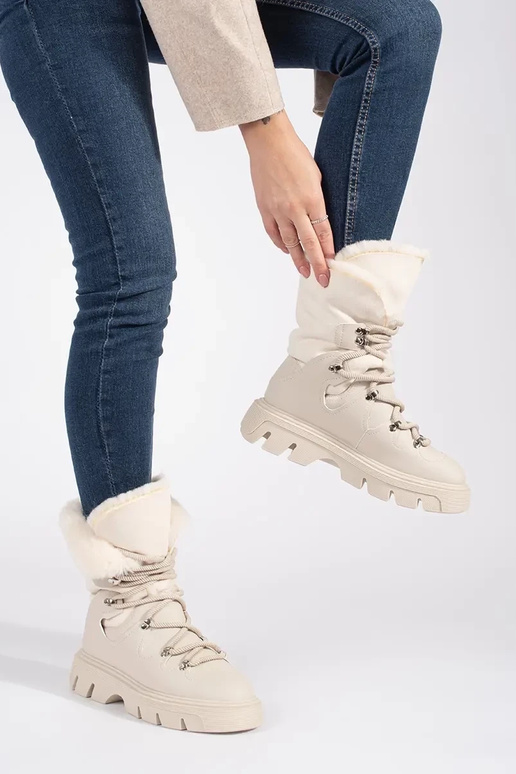 béžová čipkovaný Dámske snehule s...