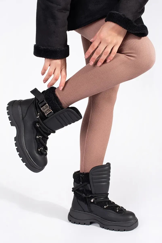 čierna Dámske snehule s kožušinou na... čierna Dámske snehule s kožušinou na...