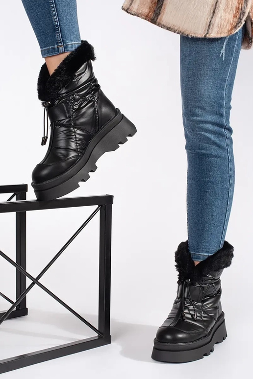 čierna Dámske snehule z čierna farbam...