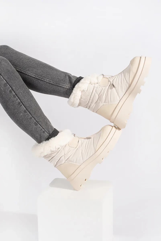 béžová Dámske snehule z čierna farbam...