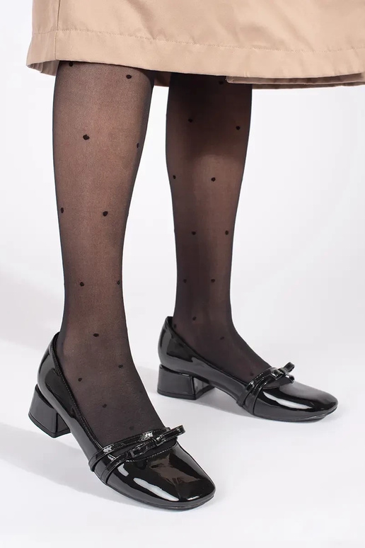 čierna lakované Vysoké opätky na...