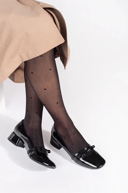 čierna lakované Vysoké opätky na...