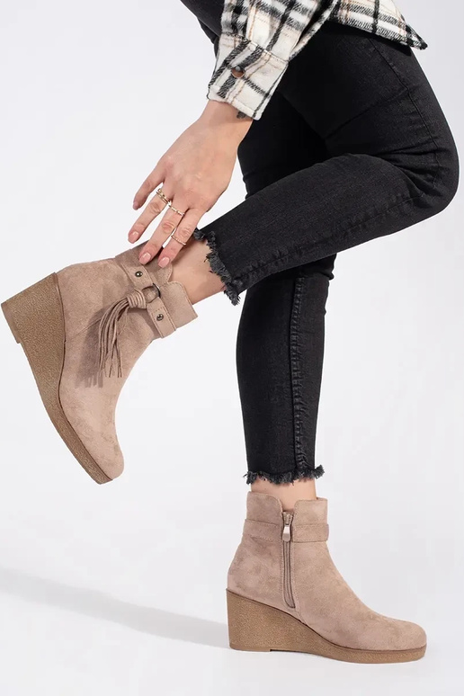 zo semišu béžová dámske čižmy na...