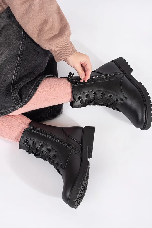 čierna čipkovaný čižmy dievčenský