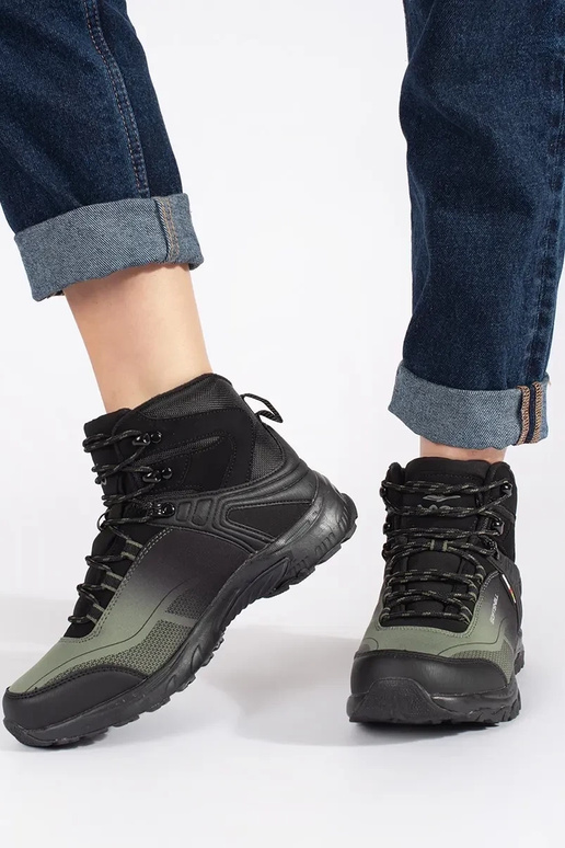 Čierna a-zelená Trekingové topánky