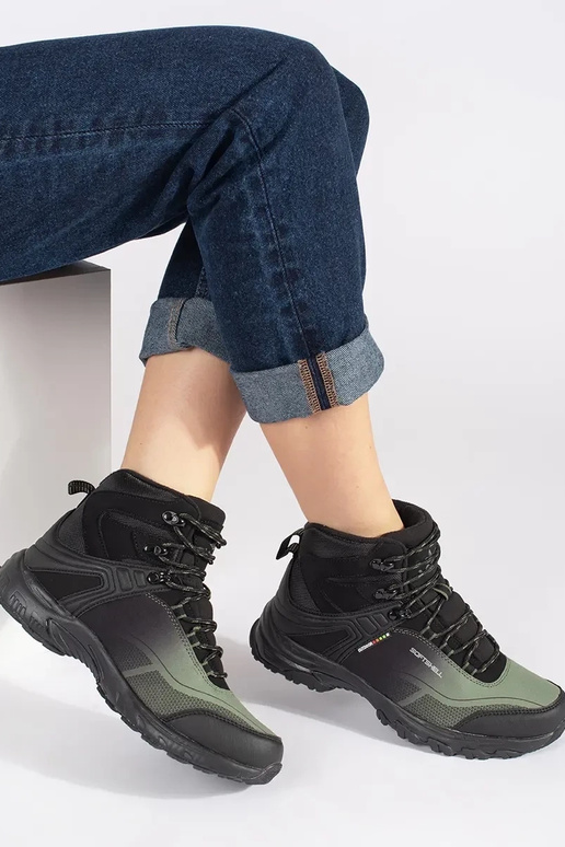 Čierna a-zelená Trekingové topánky
