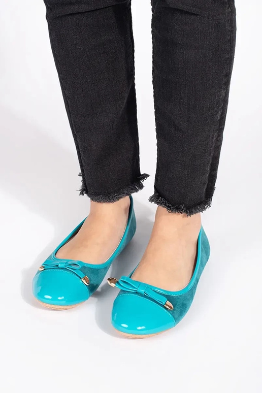 Modrá plochý balerínky z... Modrá plochý balerínky z...