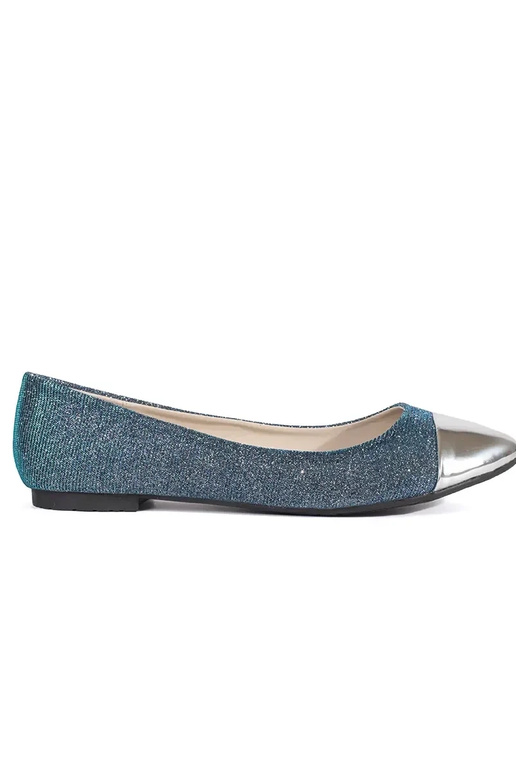 Modrá lesklý balerínky ze striebrom...