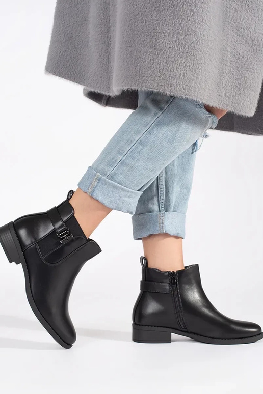 čierna čižmy Dámske čižmy plochý