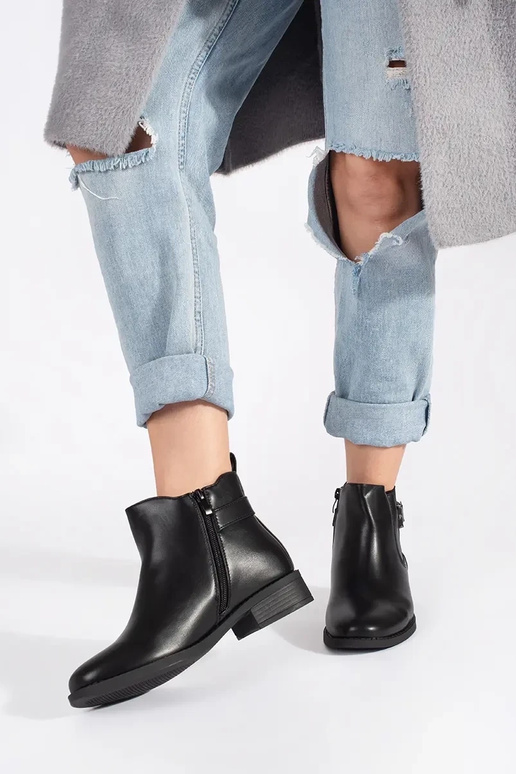 čierna čižmy Dámske čižmy plochý