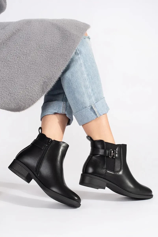 čierna čižmy Dámske čižmy plochý