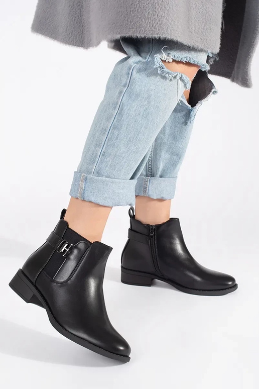 čierna čižmy Dámske čižmy plochý