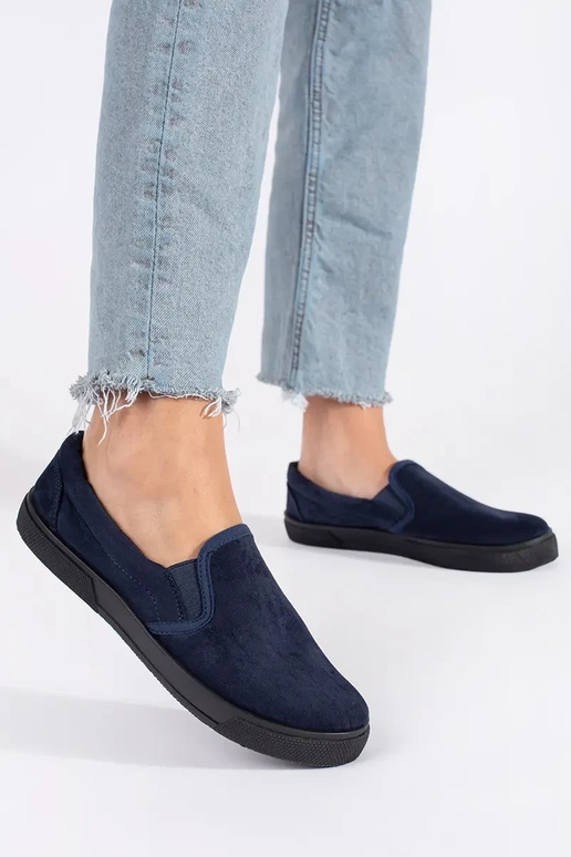 modré slip-on topánky