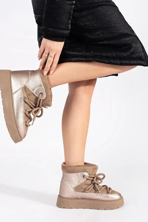 béžová čipkovaný Dámske snehule na...