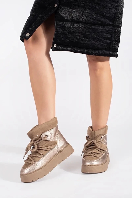 béžová čipkovaný Dámske snehule na...