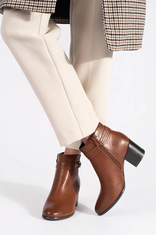 hnedé kožené dámske topánky na...