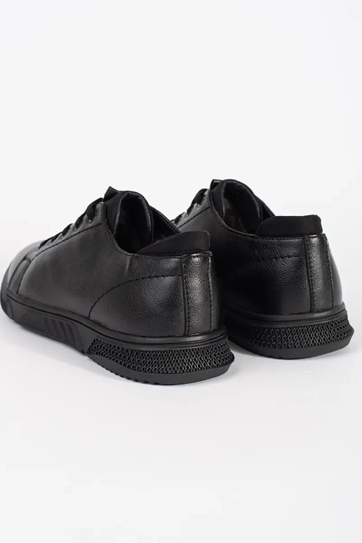 Čierne pánske teplé kožené poltopánky