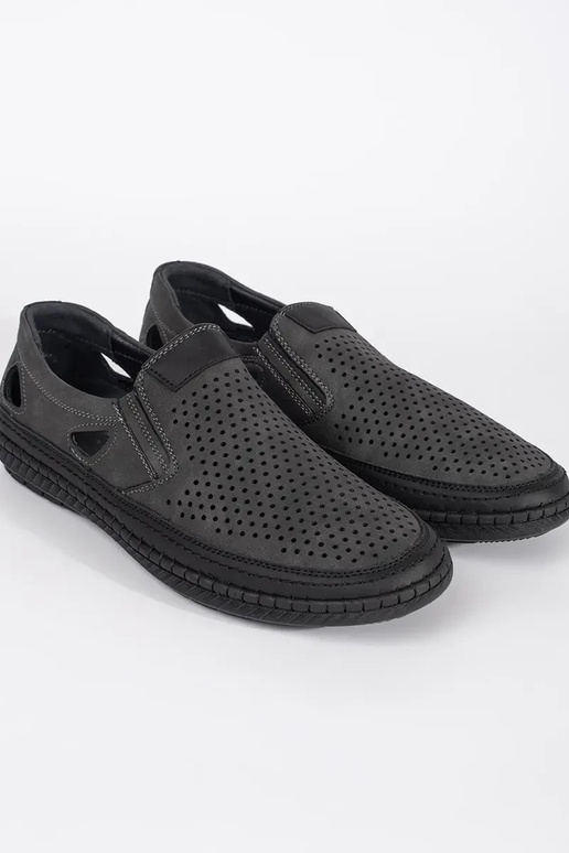 Sivé pánske perforované topánky