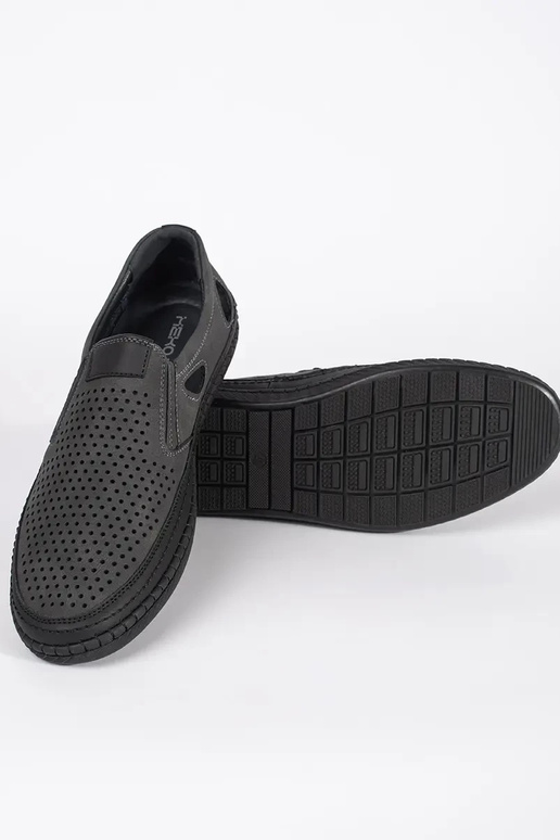 Sivé pánske perforované topánky