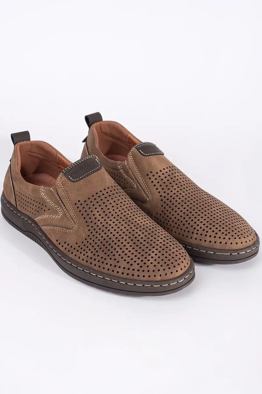 Hnedé perforované pánske mokasíny