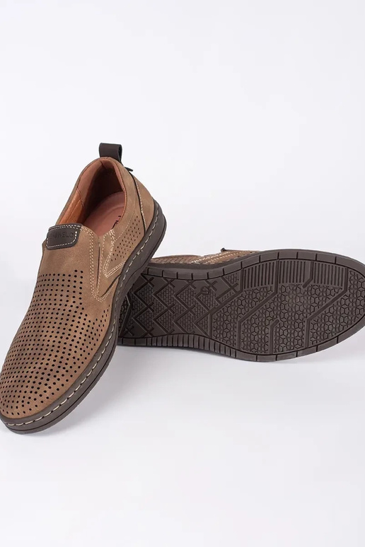 Hnedé perforované pánske mokasíny