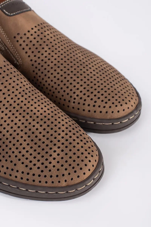 Hnedé perforované pánske mokasíny