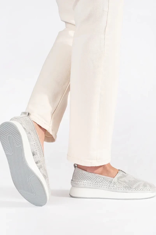 Strieborné poltopánky z pravej kože