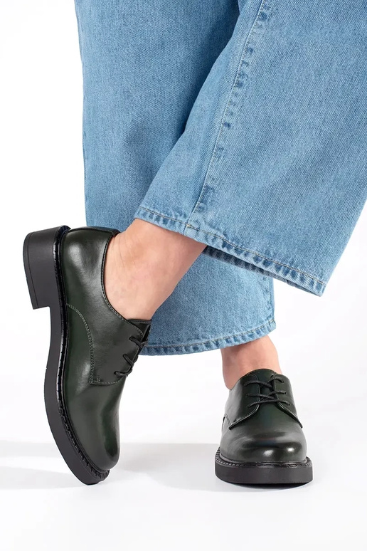 Zelené poltopánky na nízkom podpätku...