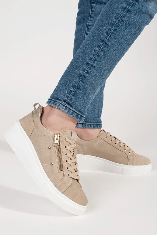 Pieskové sneakers na hrubej podrážke Pieskové sneakers na hrubej podrážke