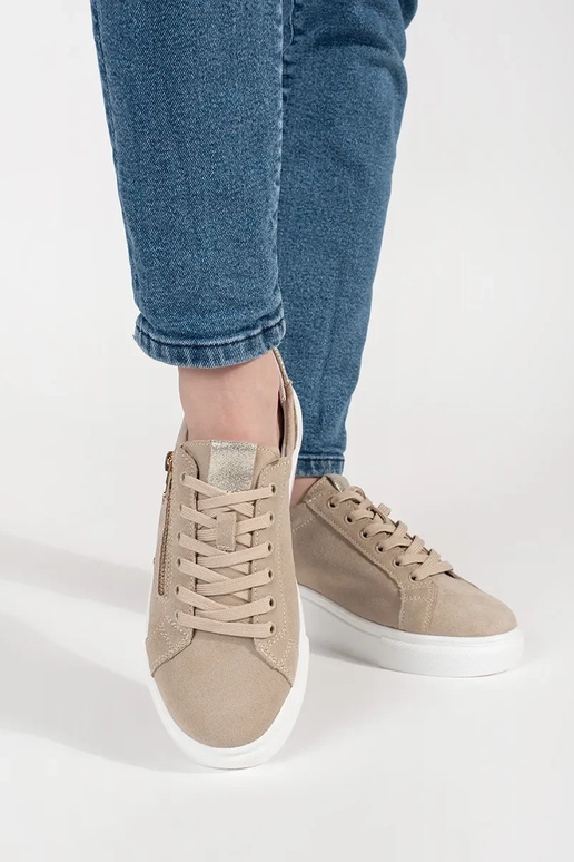 Pieskové sneakers na hrubej podrážke Pieskové sneakers na hrubej podrážke