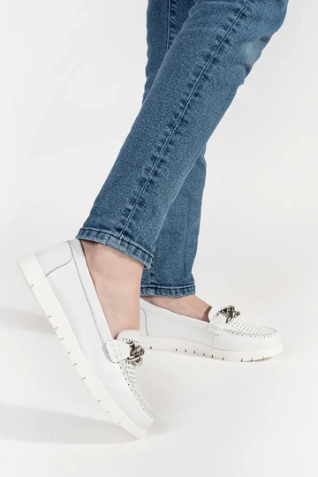 Biele kožené mokasíny s... 2