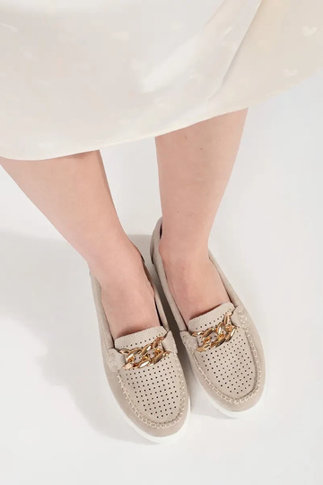 Béžové kožené mokasíny s... 2