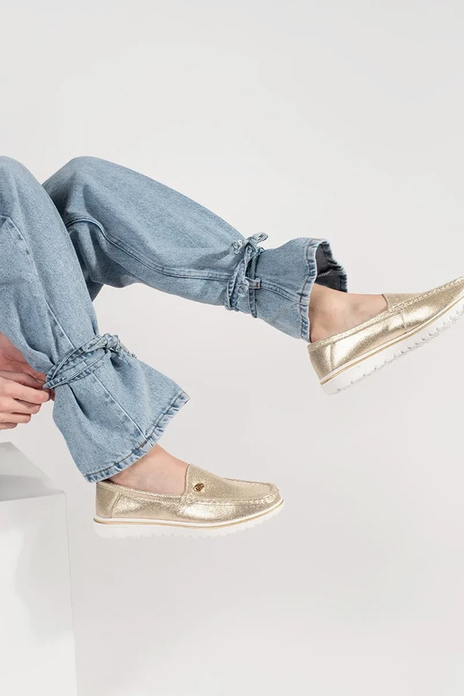 Zlaté mokasíny z pravej kože Zlaté mokasíny z pravej kože