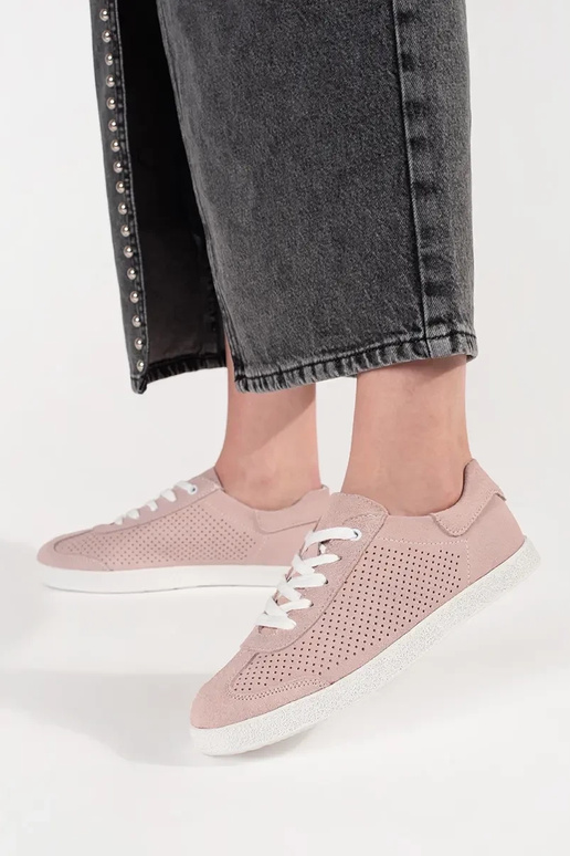 Svetloružové perforované topánky z... Svetloružové perforované topánky z...