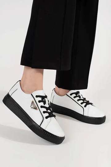 Koža biele-čierne Sneakers... 2