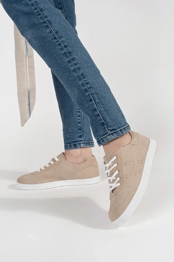 Pieskové kožené sneakers 2