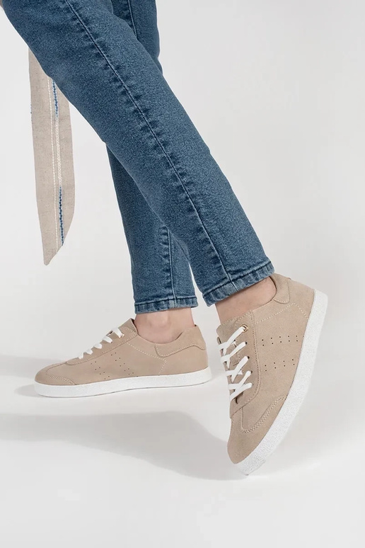 Pieskové kožené sneakers Pieskové kožené sneakers