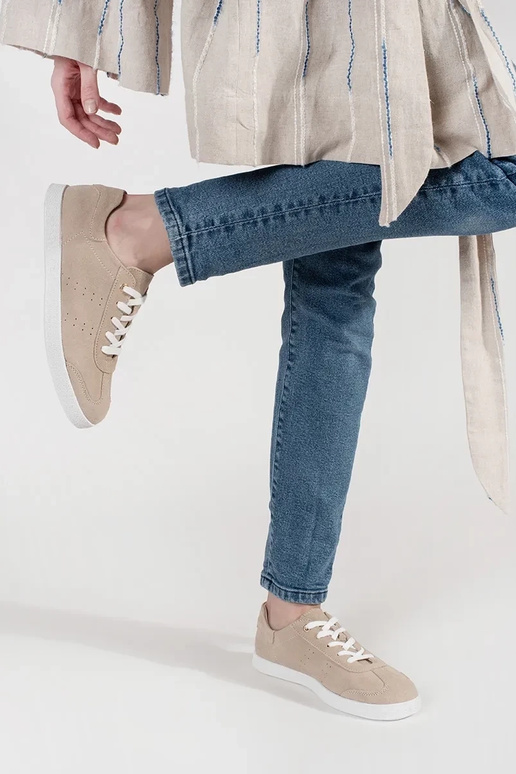 Pieskové kožené sneakers Pieskové kožené sneakers