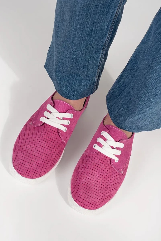 Ružové perforované topánky z pravej kože Ružové perforované topánky z pravej kože