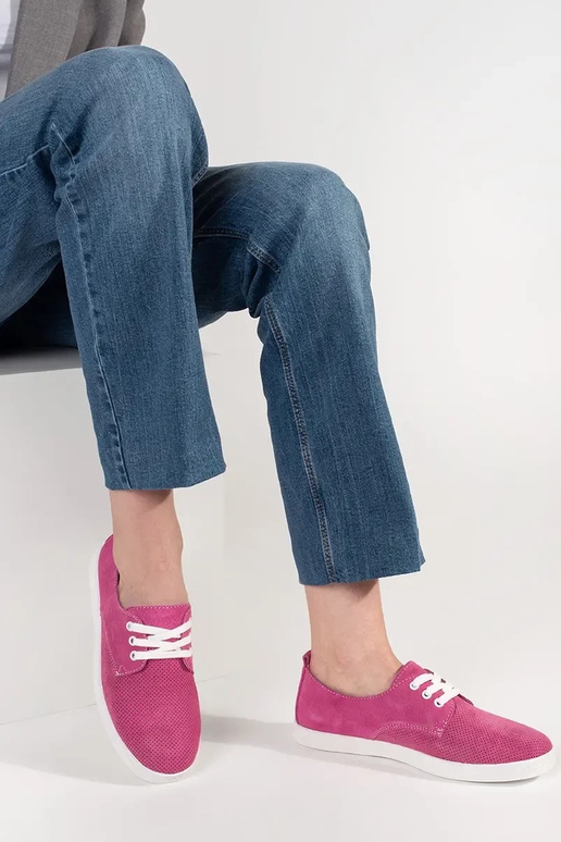 Ružové perforované topánky z pravej kože Ružové perforované topánky z pravej kože