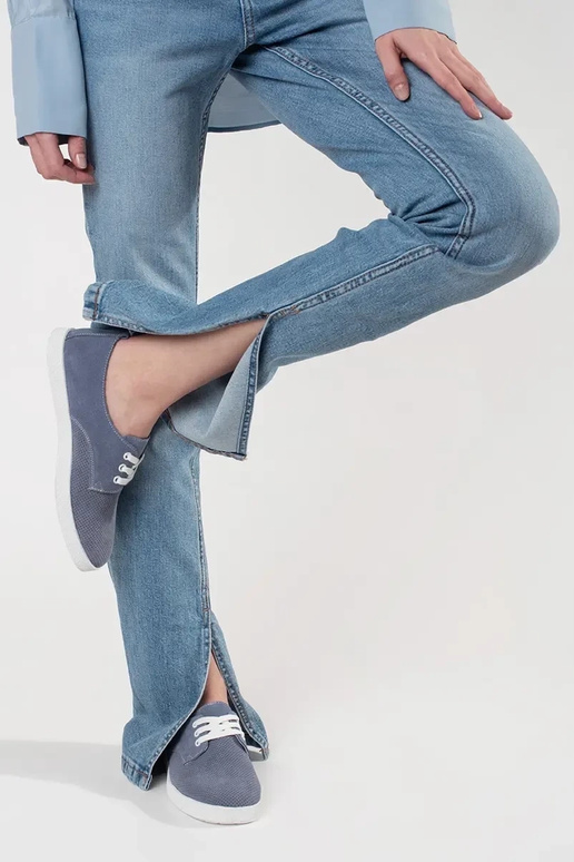 modré perforované topánky z prírodnej... modré perforované topánky z prírodnej...