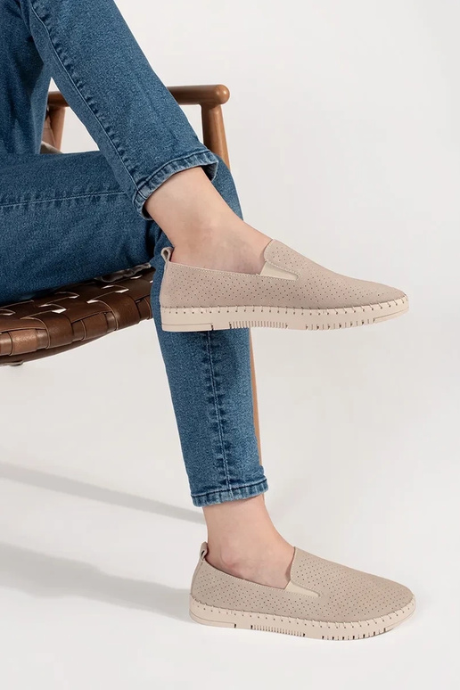 Pieskové kožené mokasíny svetlé Pieskové kožené mokasíny svetlé