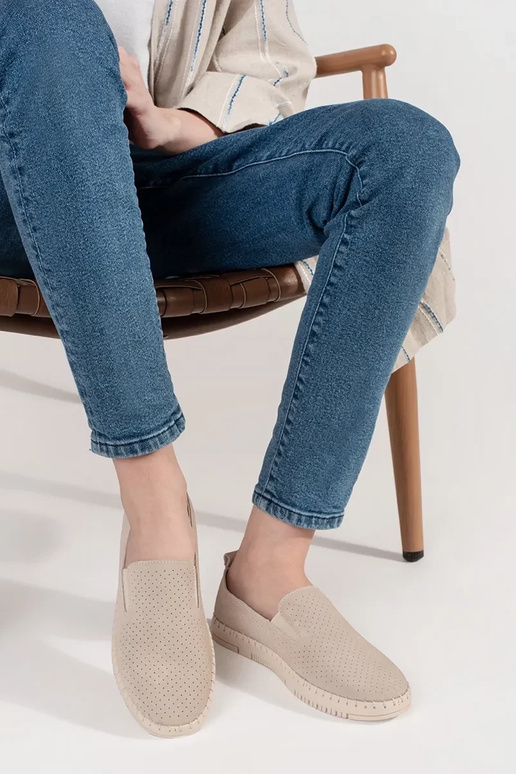 Pieskové kožené mokasíny svetlé Pieskové kožené mokasíny svetlé